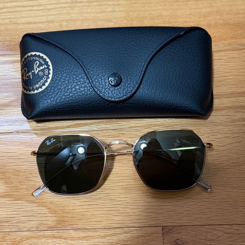 Ray-Ban Gold and Black Hexagonal Sunglasses Jim